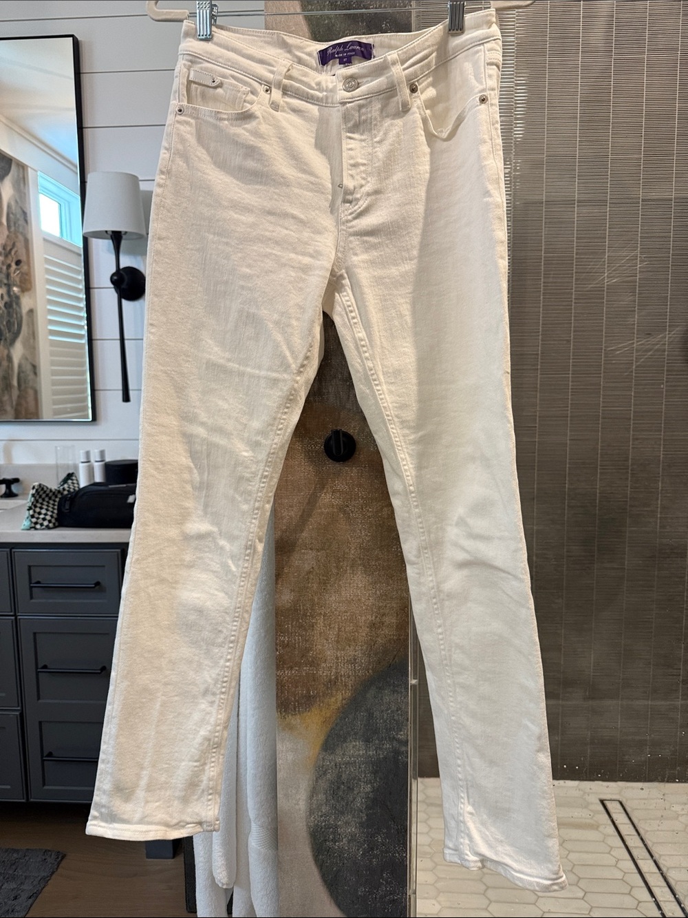 White Womens Straight-Leg Jeans